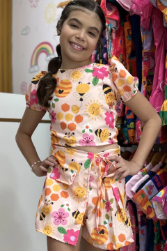 Conjunto Infantil Menina Luana Abelha (ShortSaia + Blusa)