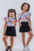 Conjunto Infantil Menina Preto Love (Saia com forro + Cropped)-Sem Troca/Devolução na internet