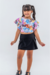 Conjunto Infantil Menina Preto Love (Saia com forro + Cropped)-Sem Troca/Devolução - comprar online
