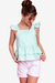 Conjunto Infantil Menina Verde com Branco (Batinha + Short) - loja online
