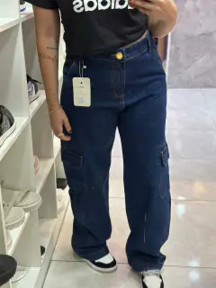 CALÇA JEANS WIDE LEG CARGO