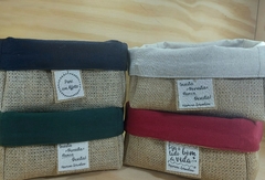 Cesta Juta & Linho - Verde e Cru - Logotipo Bistrô- Cesta de Presente Personalizada - Craft.Mimo