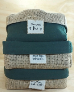 Cesta Juta & Linho - Verde Pinheiro - Logotipo- Cesta de Presente Personalizada - comprar online