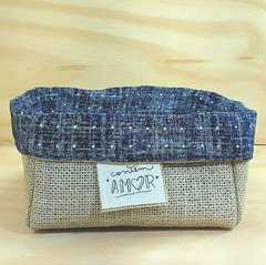 Imagem do Cesta Poá - Tarot Azul - Cesta de Presentes - Tag Personalizada - Juta & Tecido
