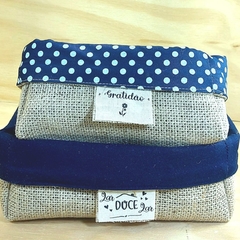 Cesta Poá - Tarot Azul - Cesta de Presentes - Tag Personalizada - Juta & Tecido - Craft.Mimo