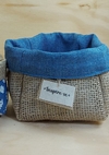 Cachepô Inspire-se - Azul Petróleo - Tag Personalizada - Juta & Tecido