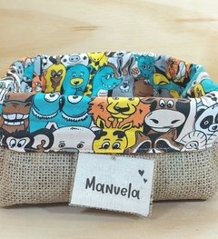Cesta Raposinha - Bosque - Juta e Tecido - Tag Personalizada - Lembrancinha de Aniversário - Craft.Mimo