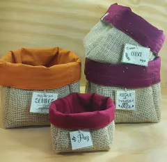 Cachepô Gratidão - Linho Terra - Tag Personalizada - Juta & Tecido - Craft.Mimo