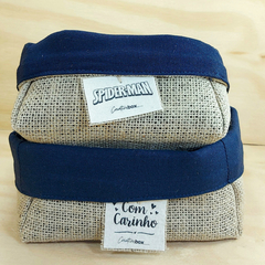 Kit Desconto Cesta Com Saquinhos - Cordão Embutido - Náutico - Juta e Tecido - Tag Personalizada - Lembrancinha de Aniversário - comprar online