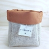 Cachepô Grande Amor - Linho Terra - Tag Personalizada - Juta & Tecido