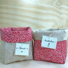 Cachepô Grande Que a Felicidade Vire Rotina - Floral Amarelo - Tag Personalizada - Juta & Tecido - loja online
