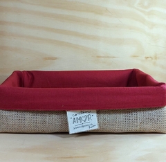 Cesta Juta & Linho - Contém Amor - Vermelha - Cesta de Presentes - Tag Personalizada - Craft.Mimo