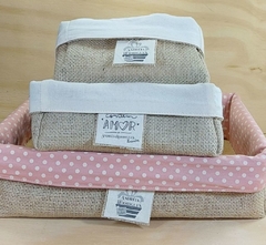 Cesta Poá - Gratidão Rosé - Cesta de Presentes - Tag Personalizada - Juta & Tecido