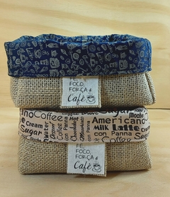 Cesta Cafeteria - Azul & Bege - Logotipo - Cesta de Café da Manhã - comprar online
