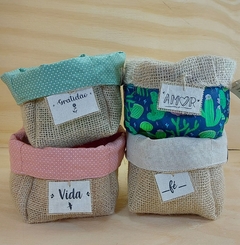 Cachepô Estampas & Frases - Tag Personalizada - Juta & Tecido
