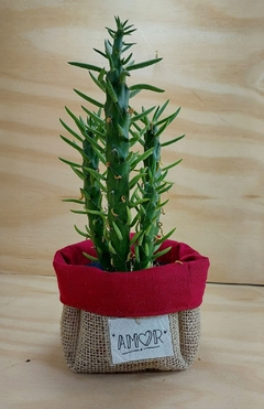 Cachepô Gratidão e Amor - Tag Personalizada - Juta & Tecido - Craft.Mimo
