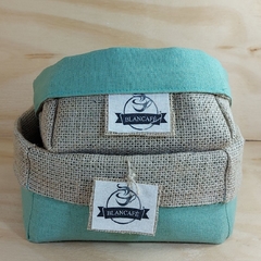 Cesta Juta & Linho - Mensagens - Tiffany e Cru - Cesta de Presentes - Tag Personalizada - comprar online