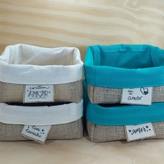 Imagem do Cesta Juta & Linho - Com Amor & Com Carinho - Cesta de Presentes - Tag Personalizada