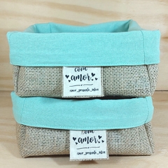 Cesta Juta & Linho - Espalhe Amor - Verde Pinheiro- Cesta de Presente Personalizada - Craft.Mimo
