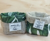 Cachepô Mania de Ter Fé na Vida - Verde Folhagens - Tecido e Juta - Tag Personalizada