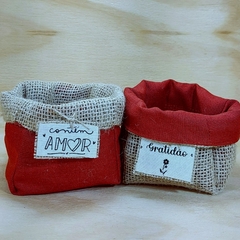 Cachepô Linho - Cores do Amor - Tag Personalizada - Juta & Tecido