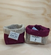 Cachepô Amor & Gratidão - Vinho Pontilhado - Tag Personalizada - Juta & Tecido