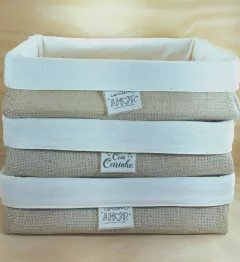 Cesta Juta & Tecido - Logotipo - Algodão Cru - Cesta de Presentes - Tag Personalizada - comprar online