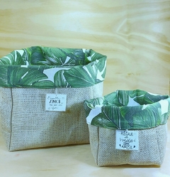 Cachepô Grande Folhagens Verde - Tag Personalizada - Juta & Tecido