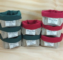 Cesta Natal com Mensagens - Cesta Natalina - Juta e Tecido - Tag Personalizada - comprar online