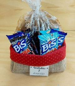 Cesta Doces Balas de Coco - Logotipo - Cesta de Guloseimas - Tag Personalizada - Juta & Tecido - comprar online