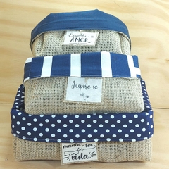 Cesta Juta & Tecido - Poá Azul Claro - Logotipo - Cesta de Presentes - Tag Personalizada - Craft.Mimo