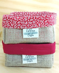 Cesta Floral Margaridas - Bege - Logotipo - Cesta de Presentes - Tag Personalizada - Juta & Tecido - loja online