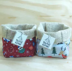 Cachepô Natalino Estampas de Natal - Enfeite de Mesa - Tag Personalizada - Juta & Tecido na internet