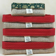 Cesta Feliz Natal Merry Christmas - Cesta Natalina - Juta e Tecido - Tag Personalizada na internet