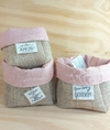 Cachepô Linho Rosé - Lettering - Tag Personalizada - Juta & Tecido