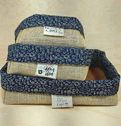Cesta Força Foco Fé Café - Azul & Bege - Cesta de Café da Manhã - Craft.Mimo