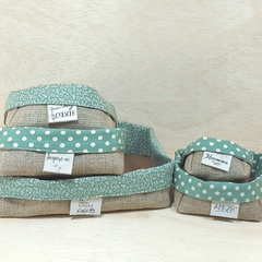 Cesta Poá - Verde Menta - Cesta de Presentes - Tag Personalizada - Juta & Tecido - comprar online