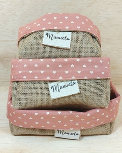 Cesta Poá - Amor Rosé - Cesta de Presentes - Tag Personalizada - Juta & Tecido - comprar online