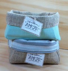 Cesta Juta & Linho - Verde e Cru - Logotipo Bistrô- Cesta de Presente Personalizada - comprar online