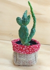 Cachepô Floral Vermelho - Juta & Tecido
