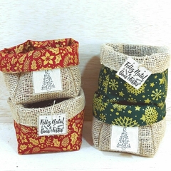 Cachepô Verde Flocos de Neve - Brinde Natalino - Tag Personalizada - Craft.Mimo