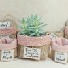 Cachepô Testemunha da União Floral - Rosé - Lembrancinha - Juta e Tecido - Tag Personalizada