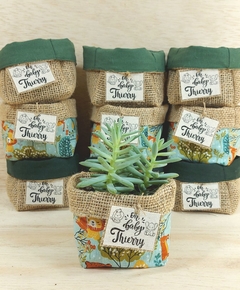 Cachepô Safari Verde - Lembrancinha de Aniversário - Tag Personalizada - Juta & Tecido na internet