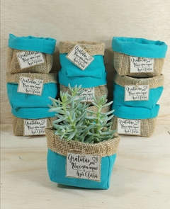 Cachepô Cultive o Amor - Tiffany - Tag Personalizada - Juta & Tecido - comprar online