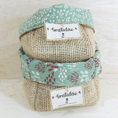 Cachepô Verde Menta - Frases de Viagem - Tag Personalizada - Juta & Tecido - Craft.Mimo