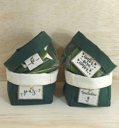 Imagem do Cachepô Margaridinhas - Peronalizado com Nome - Verde Menta - Tag Personalizada - Algodão Cru, Cores e Estampas