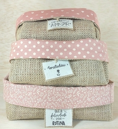 Cesta Poá - Amor Rosé - Cesta de Presentes - Tag Personalizada - Juta & Tecido na internet