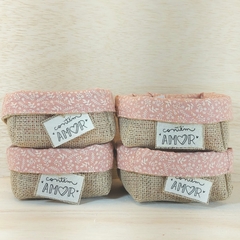 Cesta de Presentes - Floral Rosé e Verde Menta - Logotipo Personalizado - Mercearia, Empório e Guloseimas - Craft.Mimo