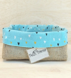 Cesta de Páscoa Linho Verde Menta - Cesta de Presentes - Tag Personalizada - Juta & Tecido - comprar online