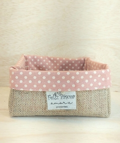 Cesta de Páscoa - Poá Laranja - Cesta de Presentes - Tag Personalizada - Juta & Tecido - Craft.Mimo